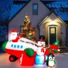 Tangkula 9.5 FT Lighted Christmas Inflatable Santa Claus on Helicopter