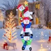 Tangkula 6 FT Lighted Christmas Stacked Snowman Set, Light-up Christmas Decoration with 155 LED Lights