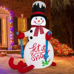 Tangkula 6 FT Lighted Christmas Inflatable Skiing Snowman