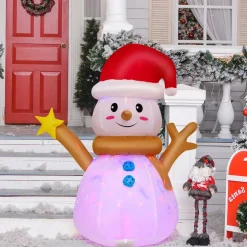 Tangkula 4 FT Lighted Christmas Inflatable Snowman with 360° Rotating Colorful LED Light