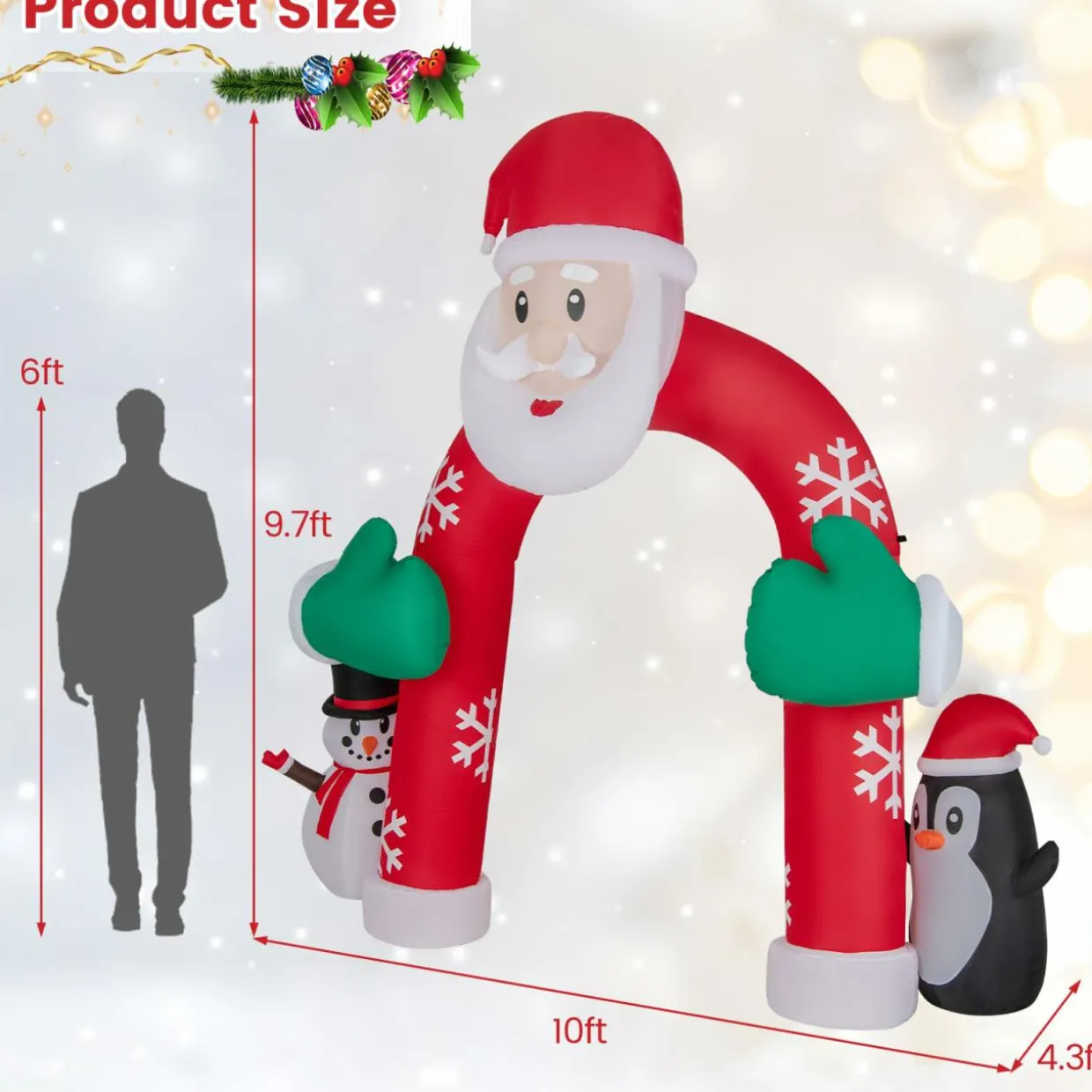 Tangkula 10 FT Lighted Christmas Inflatable Archway