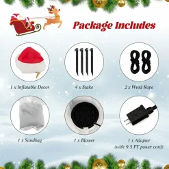 Tangkula 4 FT Lighted Christmas Inflatable Snowman with 360° Rotating Colorful LED Light