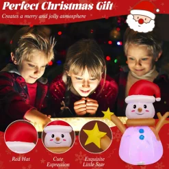 Tangkula 4 FT Lighted Christmas Inflatable Snowman with 360° Rotating Colorful LED Light