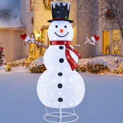 Tangkula 6 FT Lighted Pop-Up Christmas Snowman, Indoor Outdoor Christmas Decoration with 180 Pre-Lit LED Lights