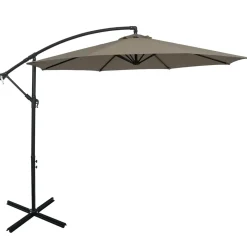 Tangkula 10 FT Patio Offset Umbrella with 8 Ribs, Outdoor Cantilever Umbrella with Cross Base and Crank
