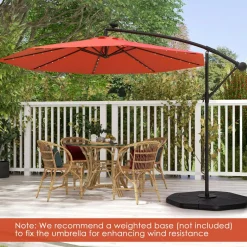 Tangkula 10 Ft Patio Offset Umbrella, 40 LED Lighted Market Umbrella W/8 Sturdy Ribs, Easy Tilt Adjustment & Crank (Orange)