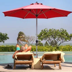 Tangkula 9 ft Patio Umbrella, Outdoor Market Table Umbrella with 1.5" Aluminum Pole