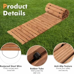 Tangkula 8 ft Roll-Out Garden Fir Wood Pathway