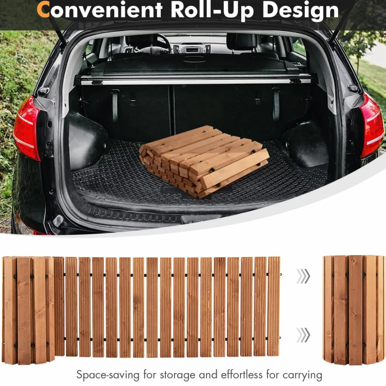 Tangkula 8 ft Roll-Out Garden Fir Wood Pathway
