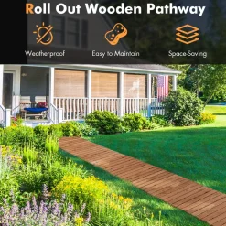 Tangkula 8 ft Roll-Out Garden Fir Wood Pathway
