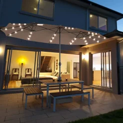 Tangkula 15 Ft Solar LED Patio Double-Sided Umbrella