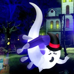 Tangkula 6 FT Tall Halloween Inflatable Ghost Decoration, Outdoor Decoration with Bright LED Lights