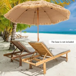 Tangkula 8 FT Thatched Patio Umbrella, Hawaiian Style Grass Beach Umbrella with 8 Ribs