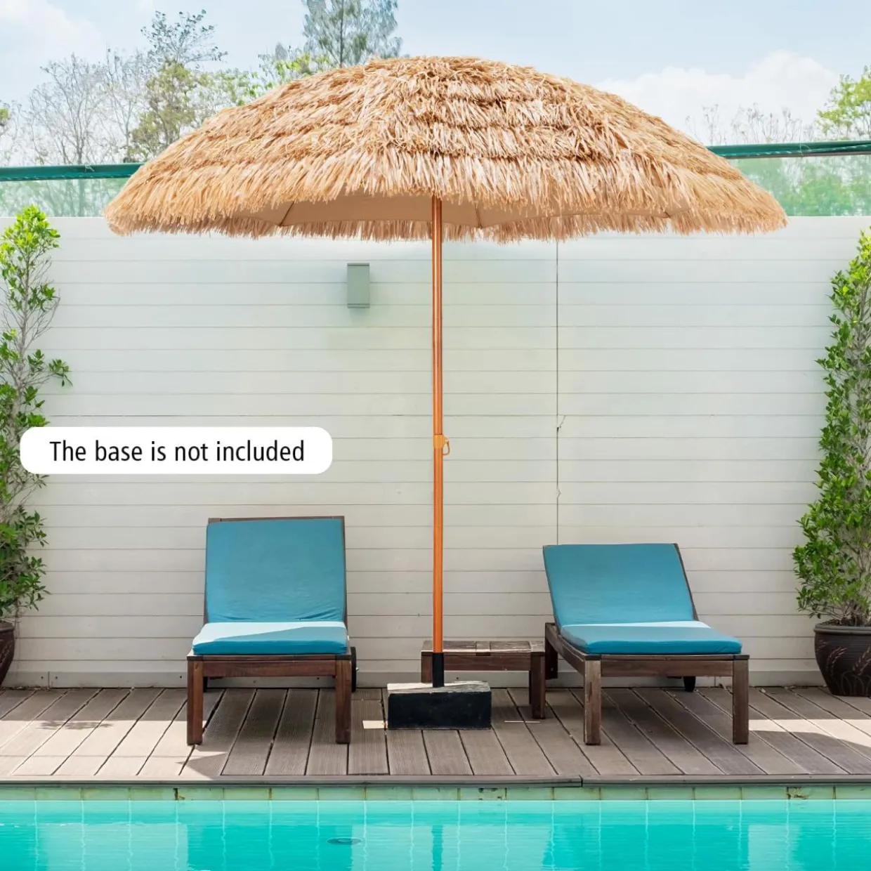 Tangkula 8 FT Thatched Patio Umbrella, Hawaiian Style Grass Beach Umbrella with 8 Ribs