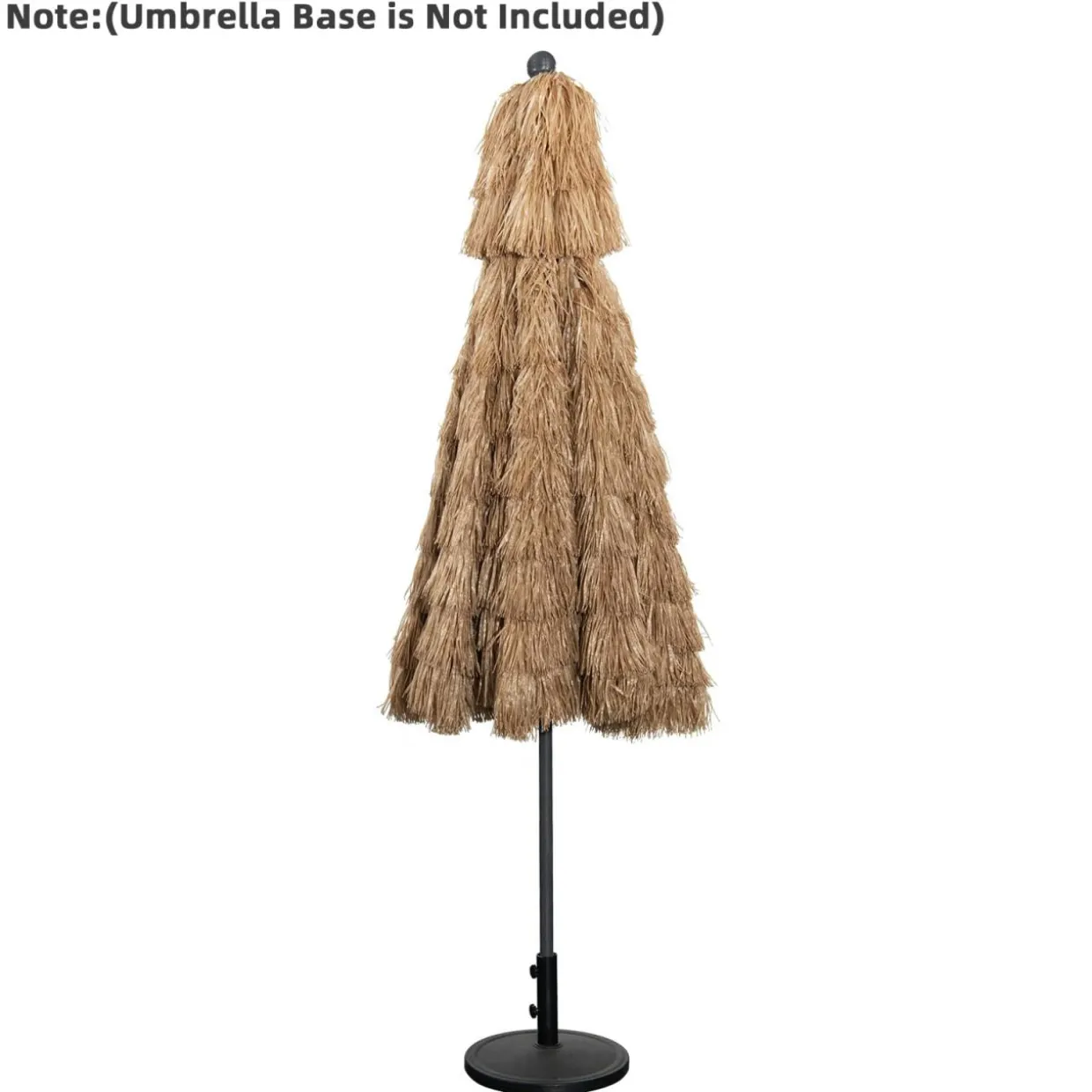 Tangkula 10 ft Thatched Patio Umbrella, 2 Tier Hawaiian Style Grass Beach Umbrella with 8 Ribs