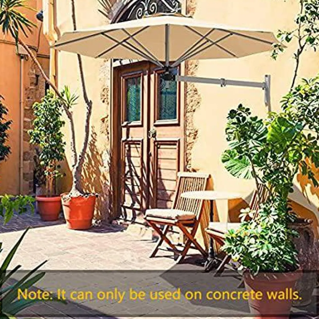 Tangkula 8 FT Wall Mounted Patio Umbrella, Outdoor Wall Umbrella with Adjustable Pole