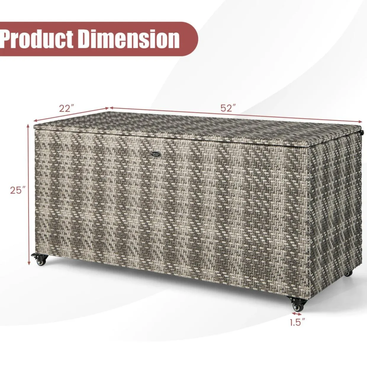Tangkula 96 Gallon Deck Box, PE Wicker Outdoor Storage Box with 4 Wheels and Waterproof Zippered Liner