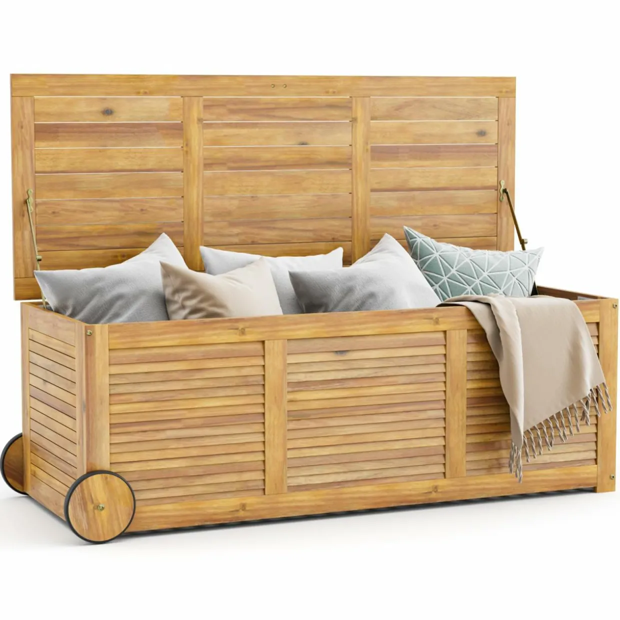 Tangkula 48 Gallon Outdoor Storage Box with Wheels