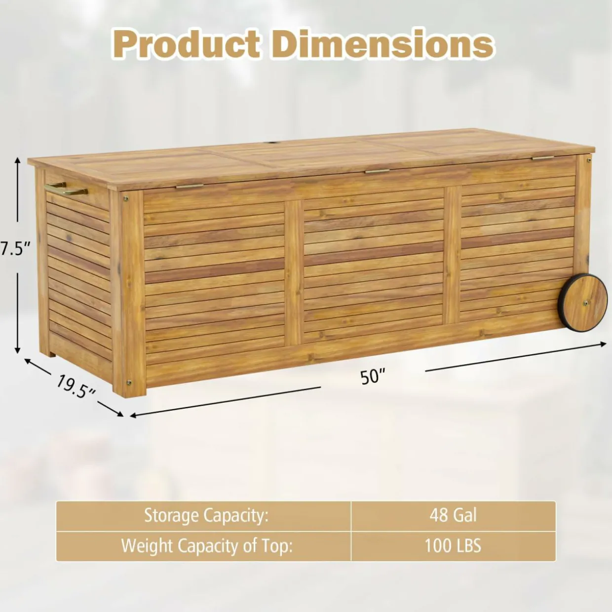Tangkula 48 Gallon Outdoor Storage Box with Wheels