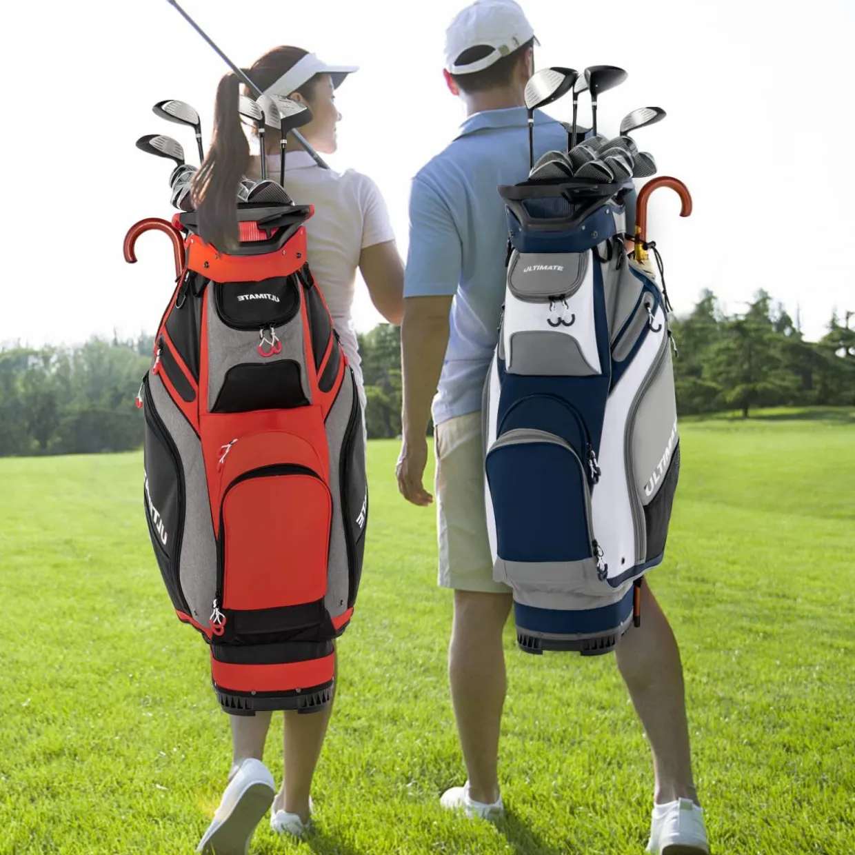 Tangkula 11" Golf Cart Bag with 14 Way Full-Length Top Dividers, Lightweight & Portable Golf Club Cart Bag with 7 Zippered Pockets