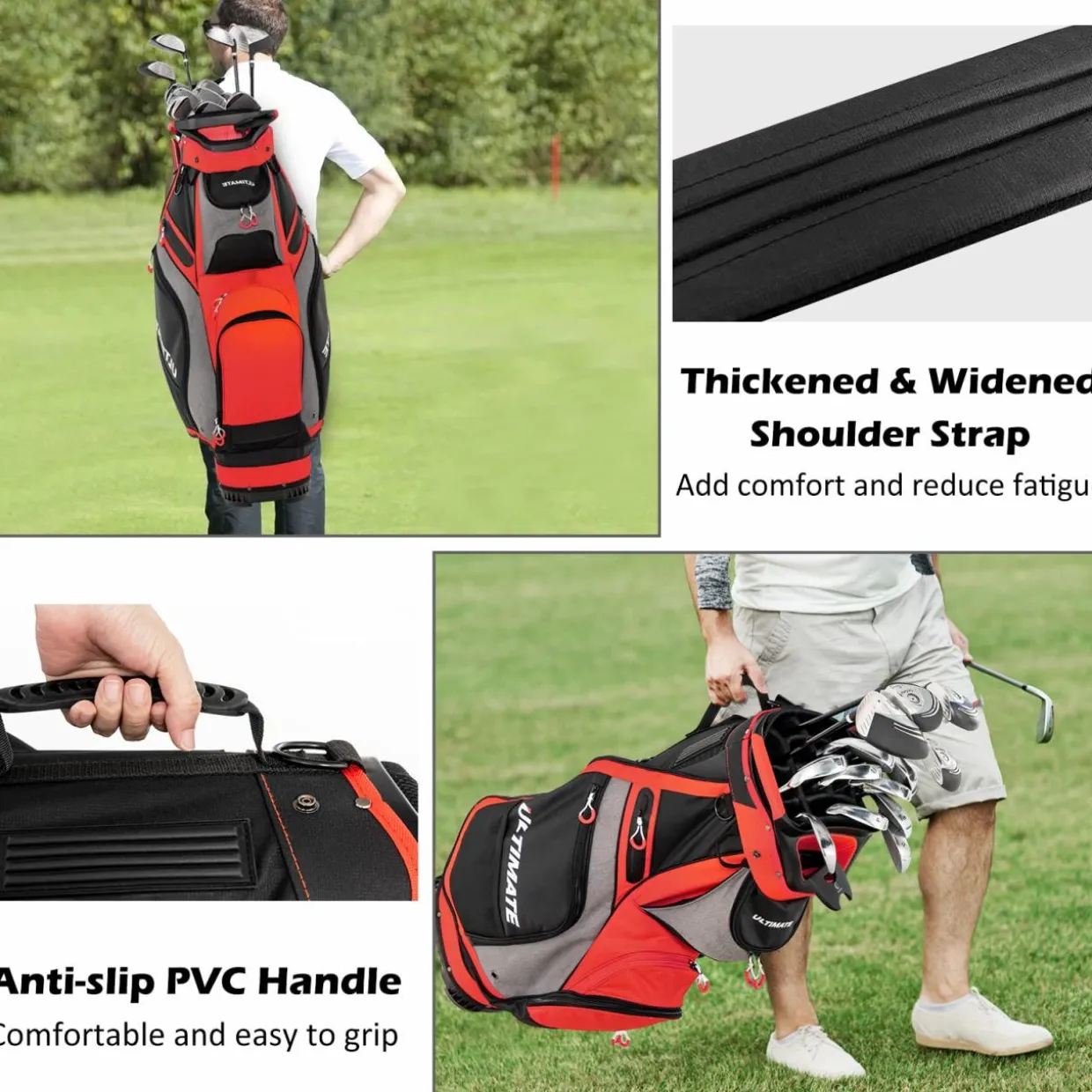 Tangkula 11" Golf Cart Bag with 14 Way Full-Length Top Dividers, Lightweight & Portable Golf Club Cart Bag with 7 Zippered Pockets