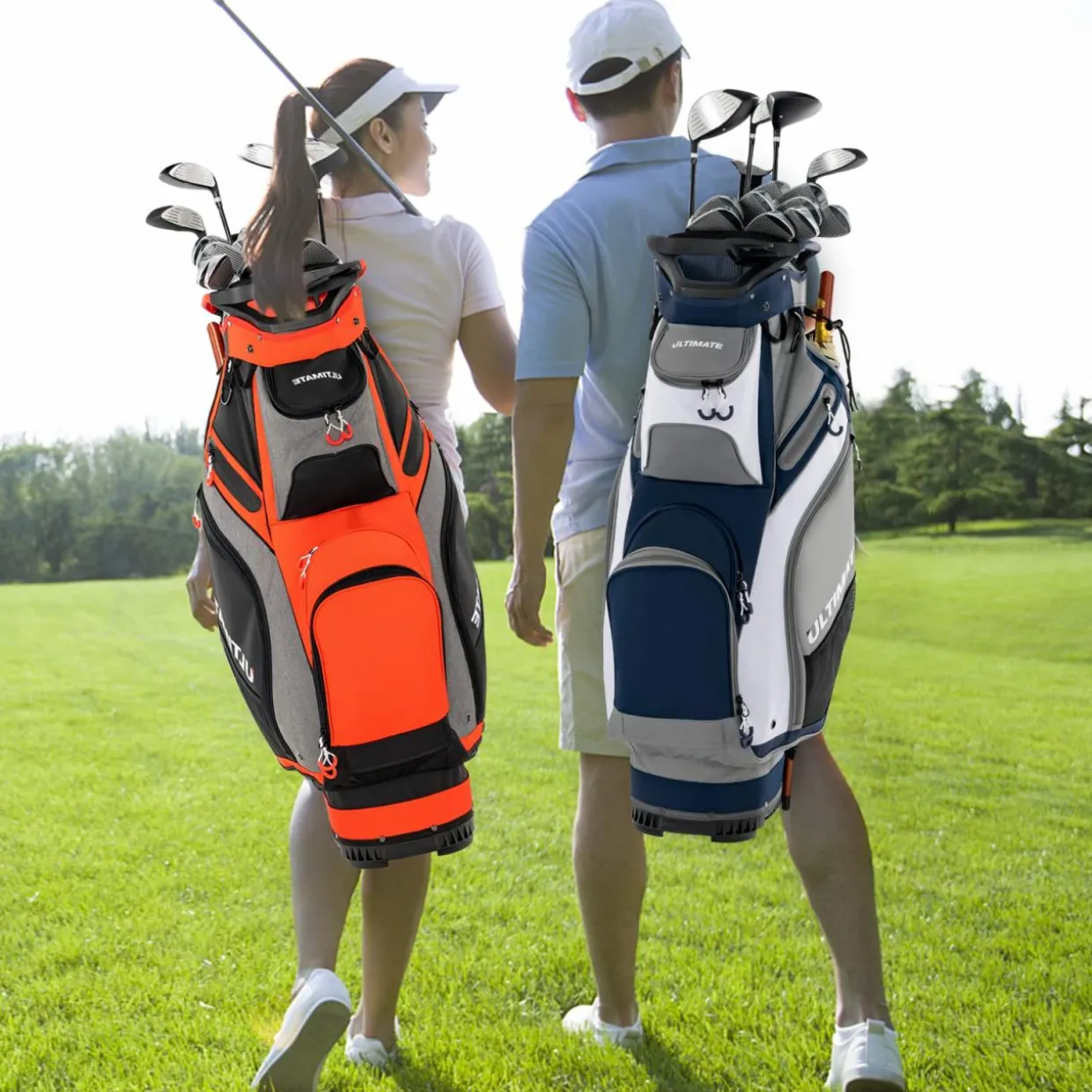 Tangkula 11" Golf Cart Bag with 14 Way Full-Length Top Dividers, Lightweight & Portable Golf Club Cart Bag with 7 Zippered Pockets