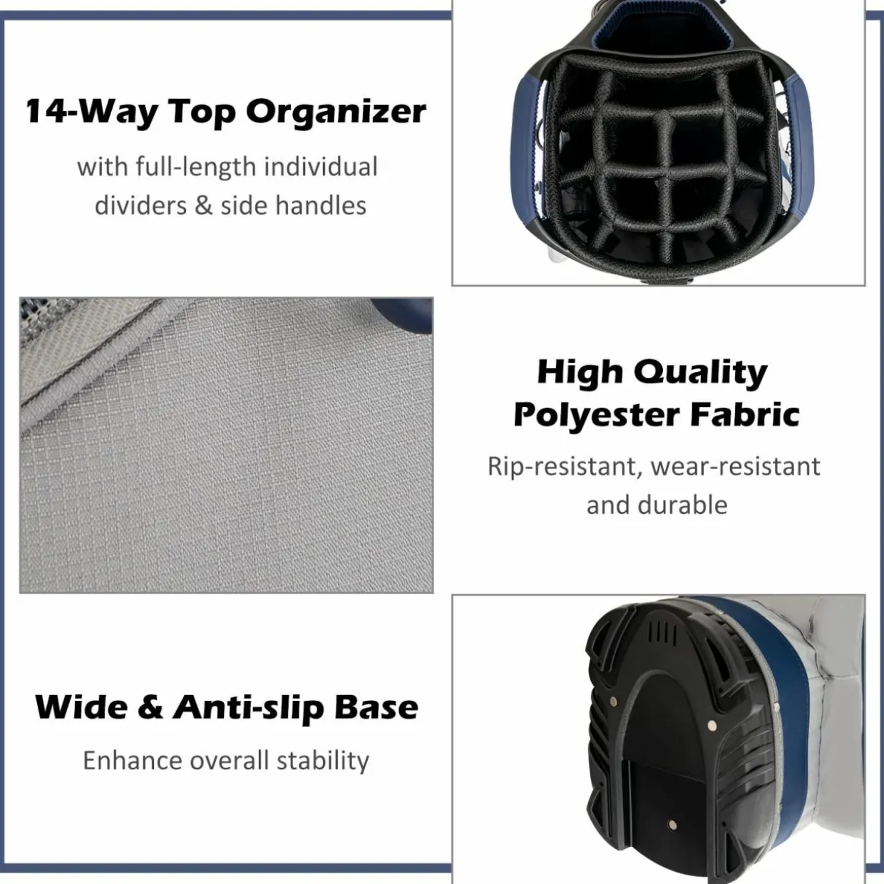 Tangkula 11" Golf Cart Bag with 14 Way Full-Length Top Dividers, Lightweight & Portable Golf Club Cart Bag with 7 Zippered Pockets