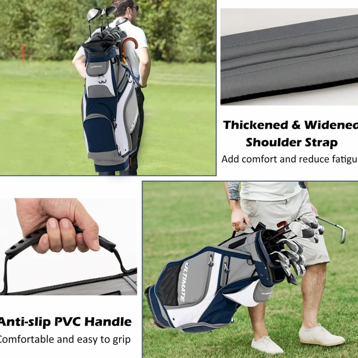 Tangkula 11" Golf Cart Bag with 14 Way Full-Length Top Dividers, Lightweight & Portable Golf Club Cart Bag with 7 Zippered Pockets