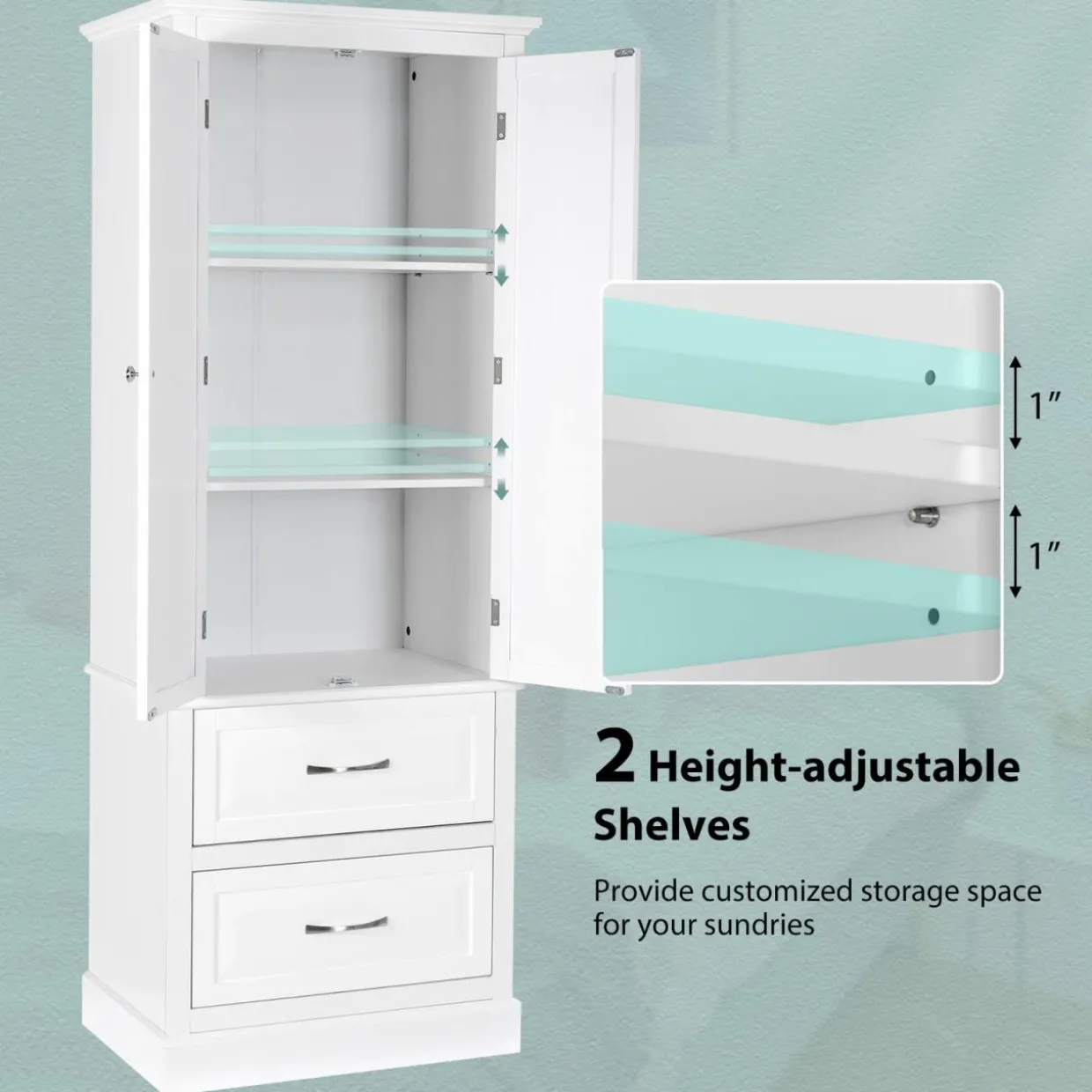 Tangkula 62" H Kitchen Pantry Cupboard