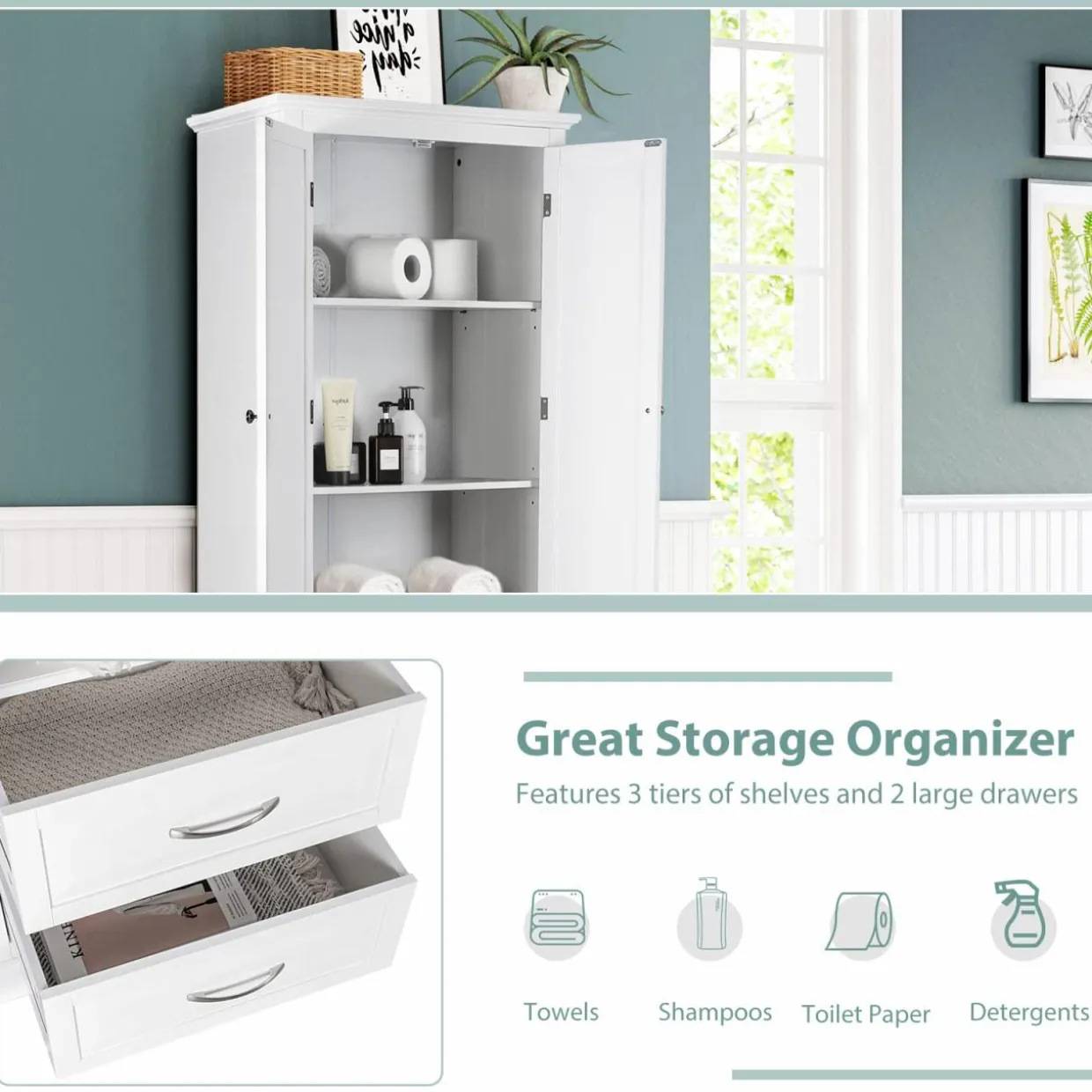 Tangkula 62" H Kitchen Pantry Cupboard