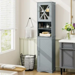 Tangkula 67" H Tall Bathroom Cabinet(15.5 x 12 x 67 Inch)