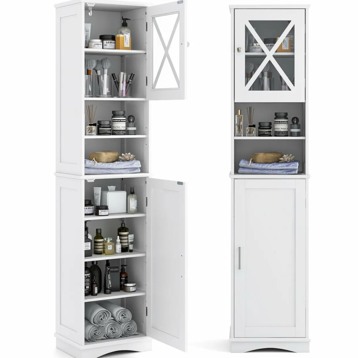 Tangkula 67" H Tall Bathroom Cabinet(15.5 x 12 x 67 Inch)
