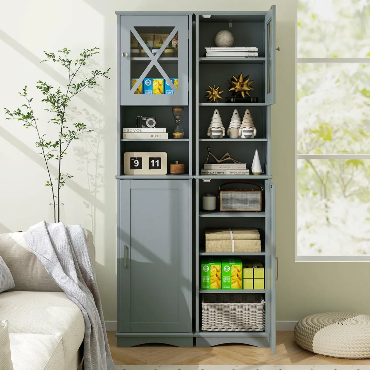 Tangkula 67" H Tall Bathroom Cabinet(15.5 x 12 x 67 Inch)