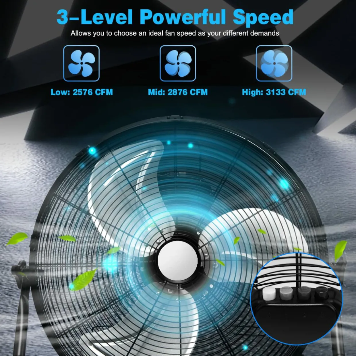 Tangkula 20" High Velocity Floor Fan, 3 Speed Fan w/ Portable Handle, Adjustable Tilt Angle