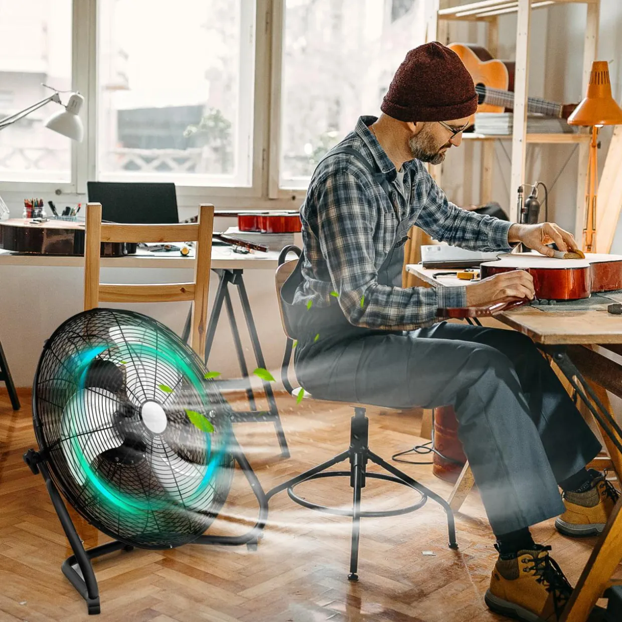 Tangkula 20" High Velocity Floor Fan, 3 Speed Fan w/ Portable Handle, Adjustable Tilt Angle