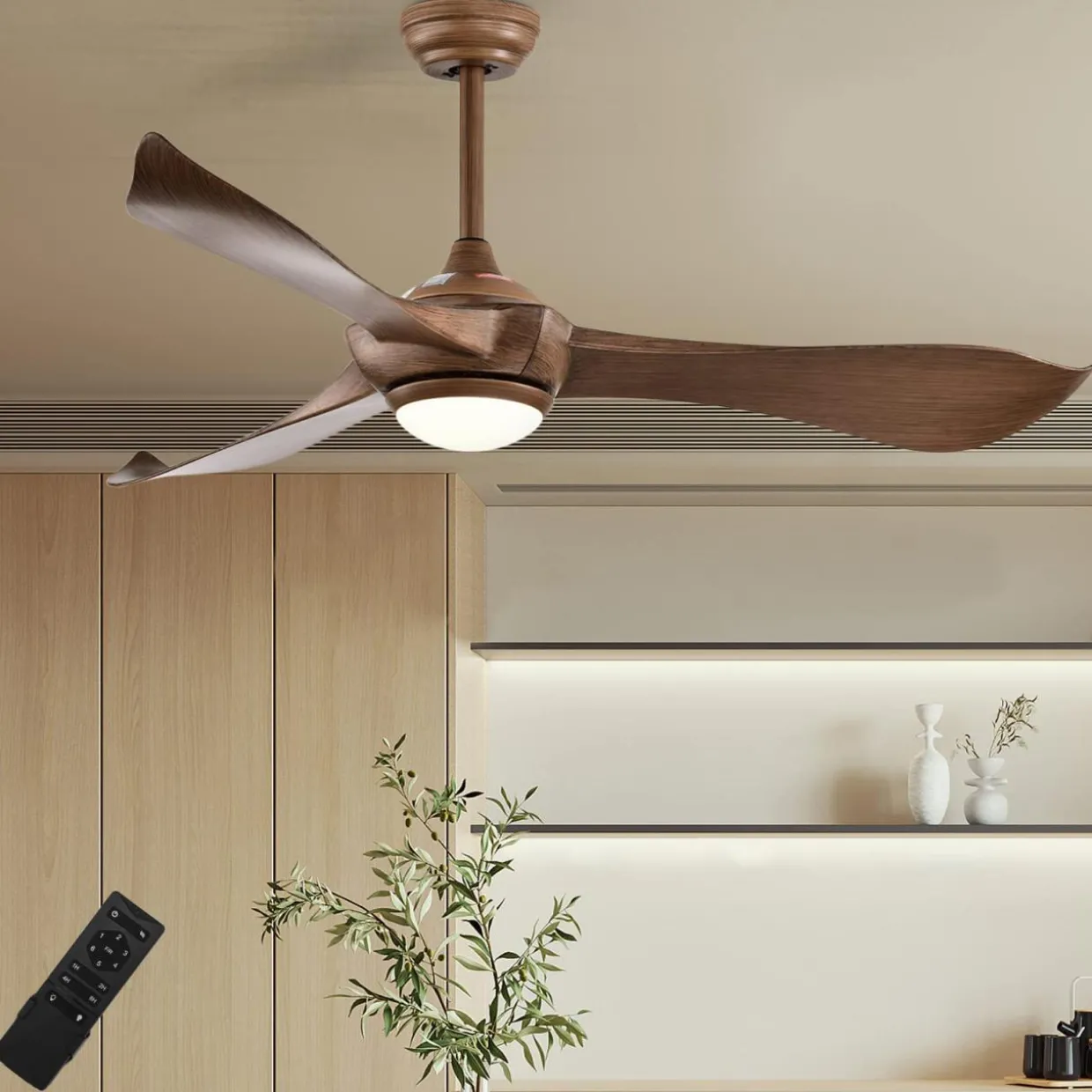 Tangkula 52 Inch Ceiling Fan with Light, Modern Ceiling Fan with 6 Wind Speeds