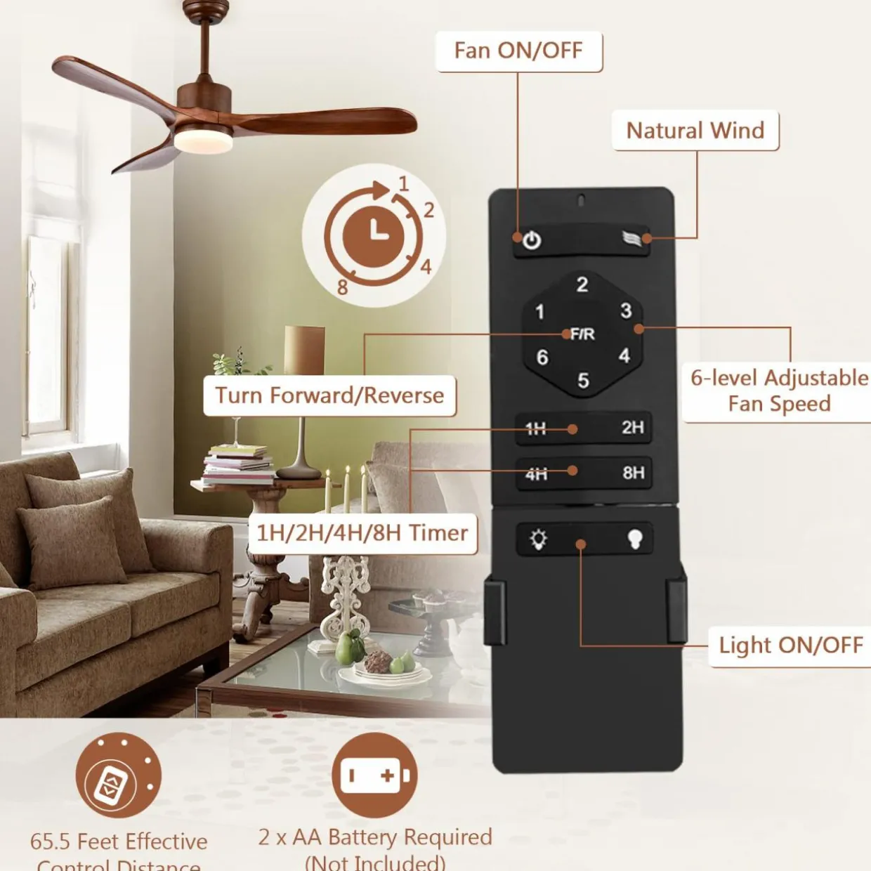Tangkula 52 Inch Ceiling Fan with LED Light