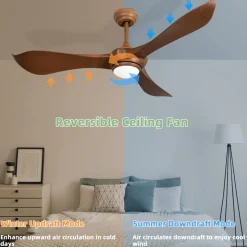 Tangkula 52 Inch Ceiling Fan with Light, Modern Ceiling Fan with 6 Wind Speeds