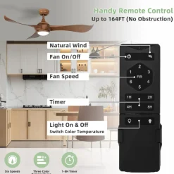 Tangkula 52 Inch Ceiling Fan with Light, Modern Ceiling Fan with 6 Wind Speeds