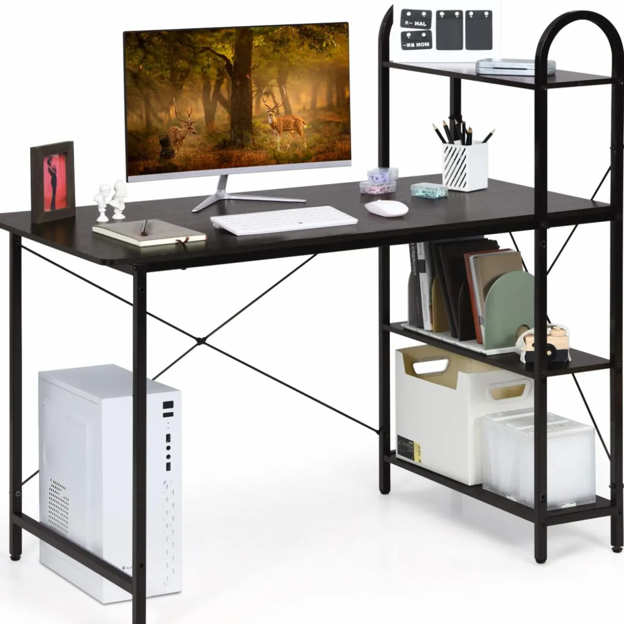 Tangkula 48 Inch Computer Desk with 4-Tier Storage Shelves