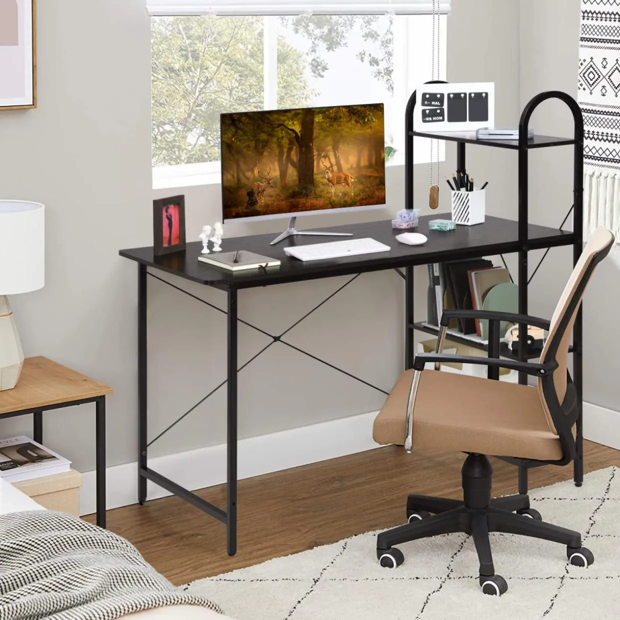 Tangkula 48 Inch Computer Desk with 4-Tier Storage Shelves