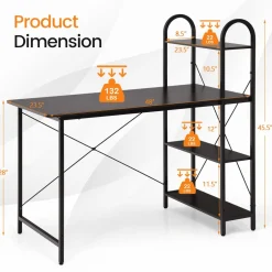Tangkula 48 Inch Computer Desk with 4-Tier Storage Shelves