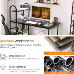 Tangkula 48 Inch Computer Desk with 4-Tier Storage Shelves