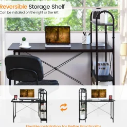 Tangkula 48 Inch Computer Desk with 4-Tier Storage Shelves