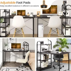 Tangkula 48 Inch Computer Desk with 4-Tier Storage Shelves