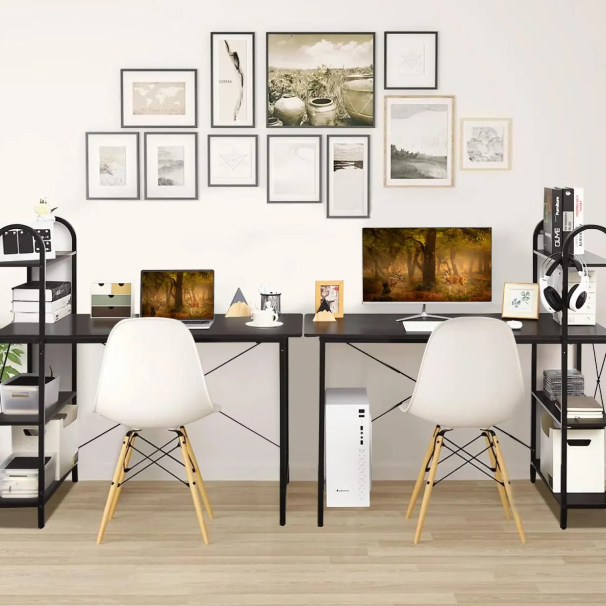 Tangkula 48 Inch Computer Desk with 4-Tier Storage Shelves