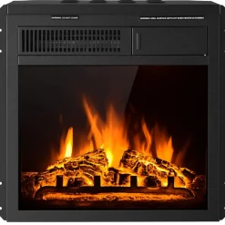 Tangkula 18 Inch Electric Fireplace Insert, Freestanding & Recessed Electric Fireplace Heater with Remote Control, Adjustable Heater
