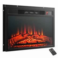 Tangkula 23 inch Electric Fireplace Insert, Recessed Fireplace w/ 3 LED Realistic Flame Effects
