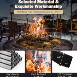 Tangkula 31 Inch Fireplace Grate, 7 Bar Solid Steel Fireplace Log Holder for Indoor Chimney Hearth & Outdoor Fire Pit Camping