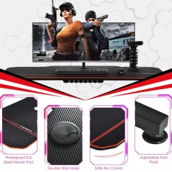 Tangkula 55 Inch Gaming Desk with Free Mouse Pad, T-Shaped Racing Computer Desk